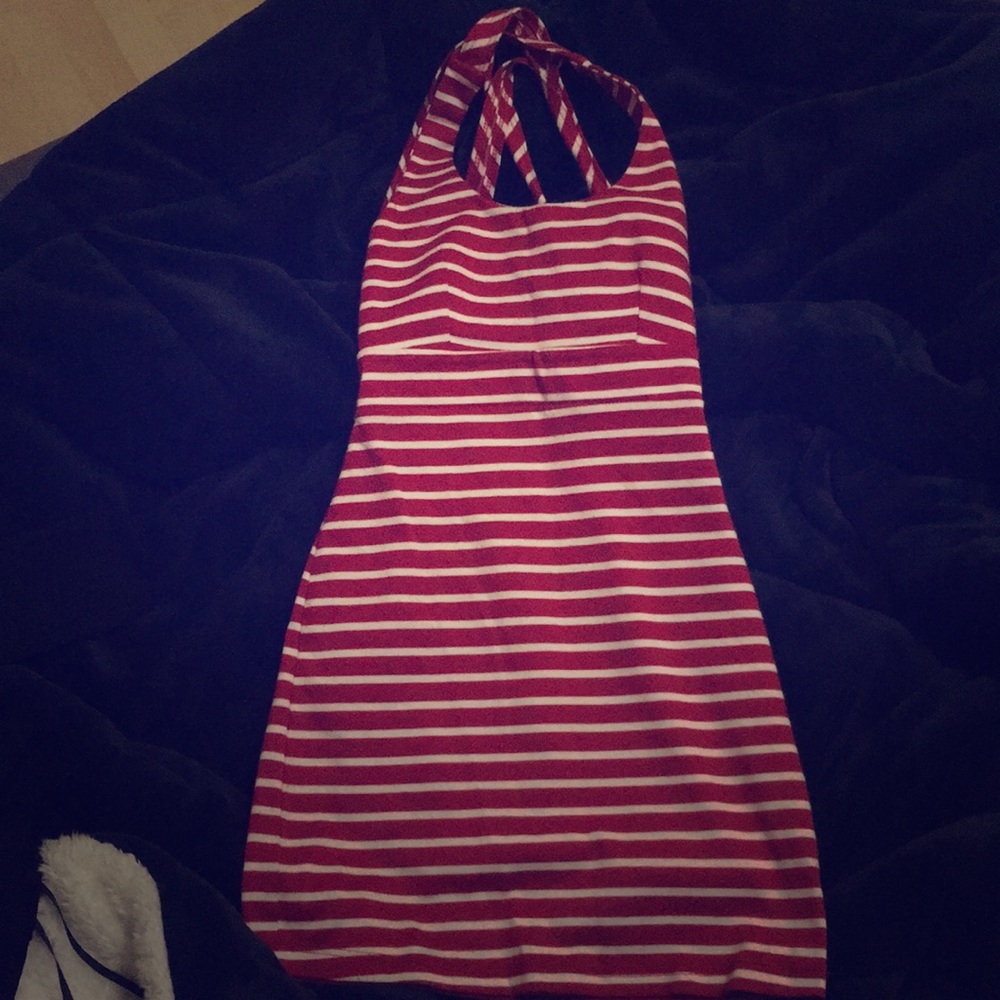 Red and white biker back dress